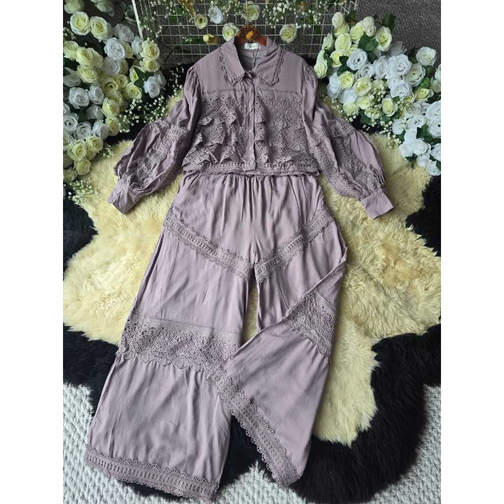 QUINES GhatbiyyaGoldy OneSet Celana Katun Renda Premium Mewah Elegan by GoldyGhatbiyya Muslim Fashio