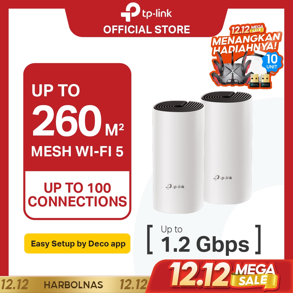 TP-Link Deco M4 | 2 Pack |  AC1200 Mesh WiFi System | WiFi 5 1200Mbps | Dual Band Router | Gigabit
