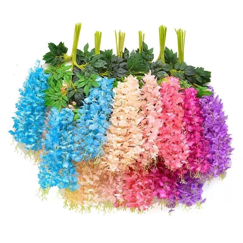 Wisteria Jumbo ( 1 LUSIN ) / Bunga Juntai Gantung PUTIH / PINK / MERAH / BIRU / HIJAU Artificial Dek