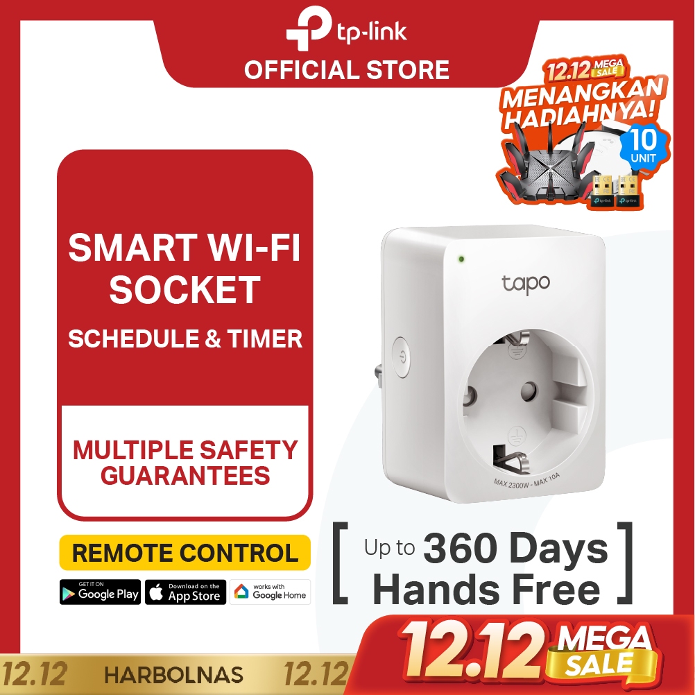 Tp-link Tapo P100 Mini Smart Wi-Fi Socket Smart PLUG Wireless Colokan - IoT Smart Home stop kontak (