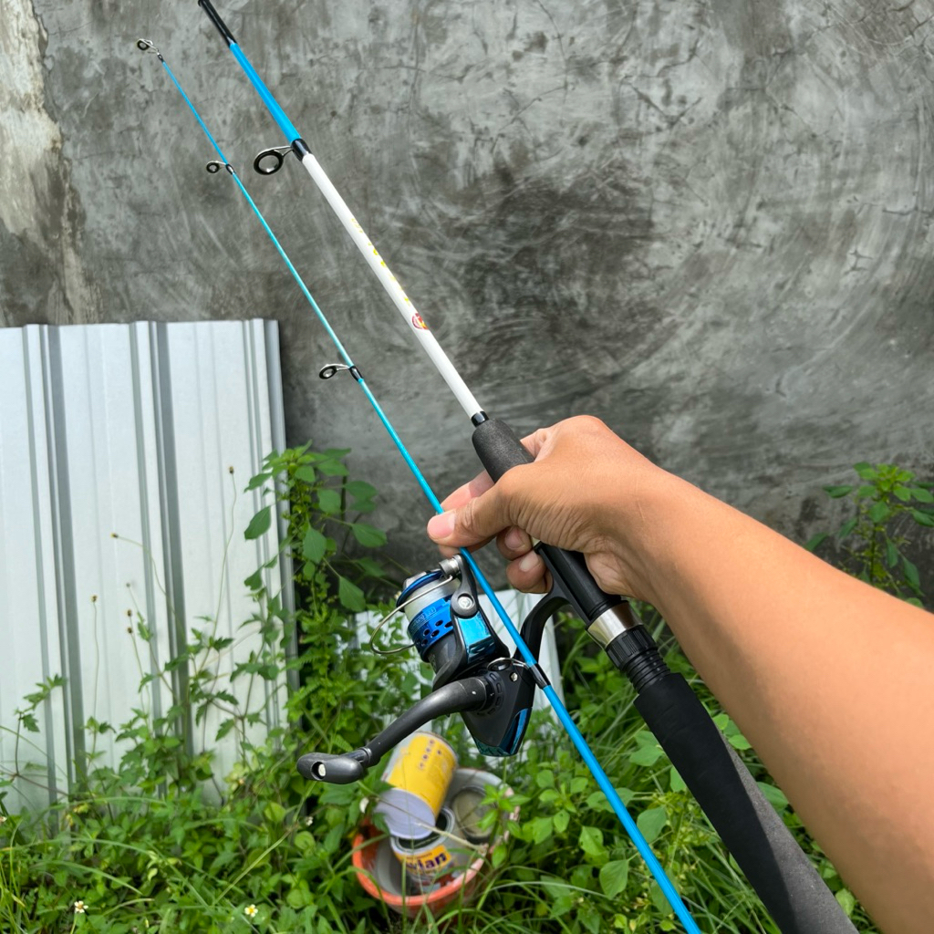 Joran fiber titan sambung dua lentur uk 120cm-210cm