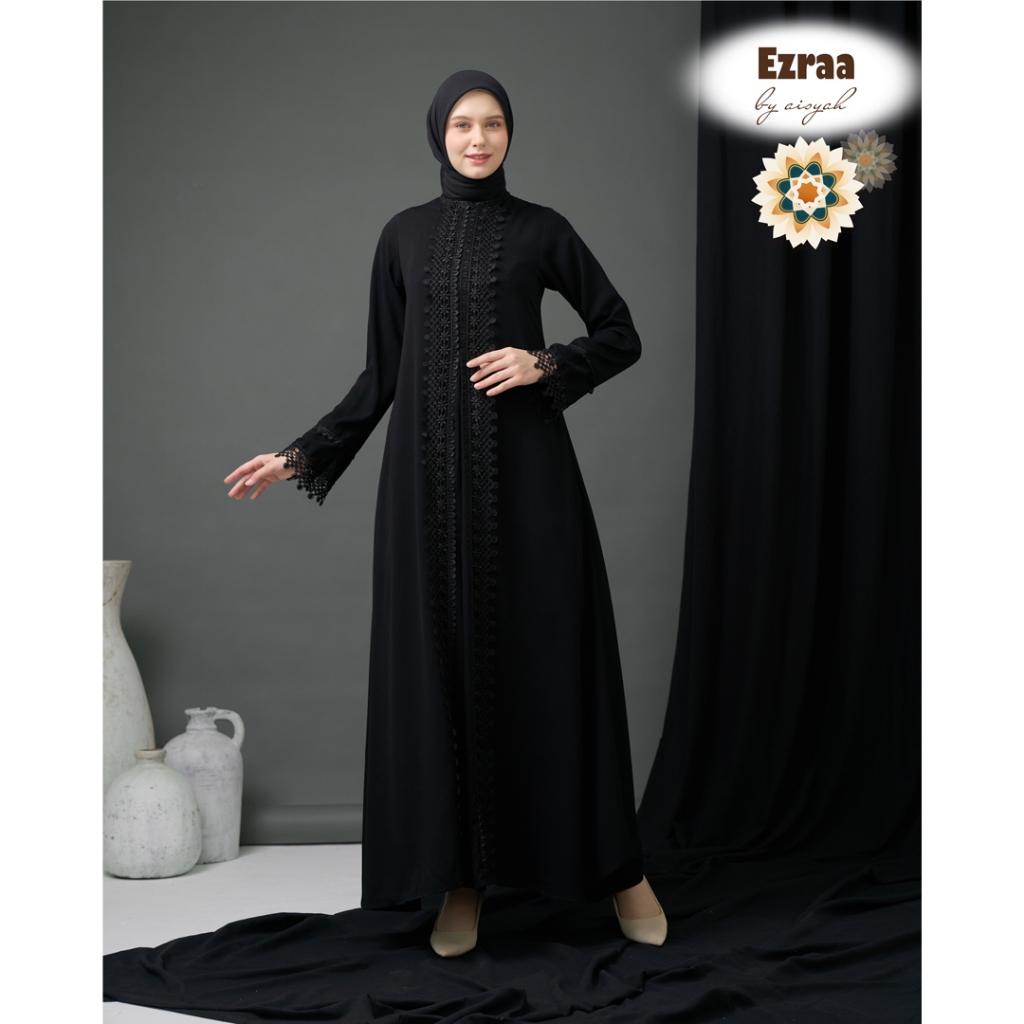 Ezraa Lace Premium Black Abaya by Aisyah