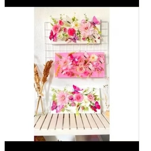 Craftetty bunga/preloved hiasan dinding/hiasan bunga timbul