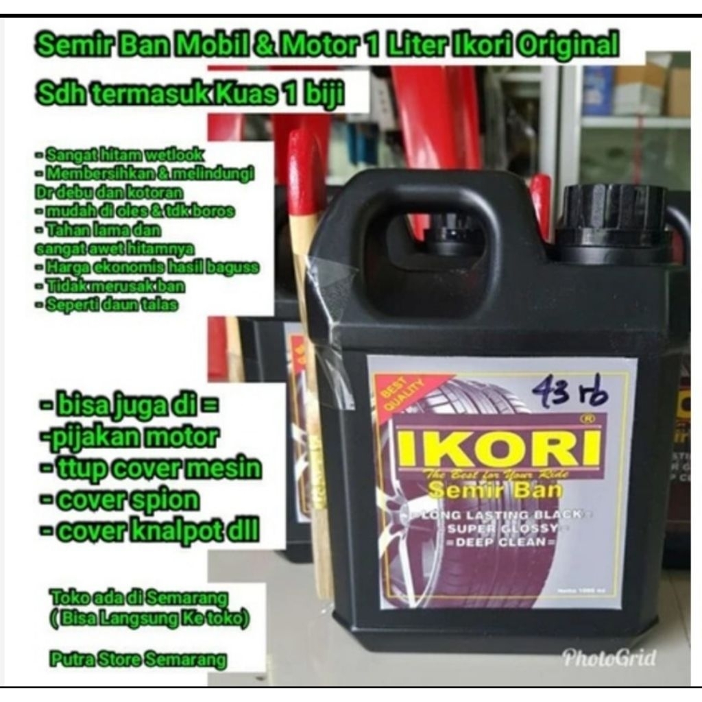 Semir ban Mobil motor 1 liter Ikori Hitam wetlook Original penghitam ban semir mobil semir motor
