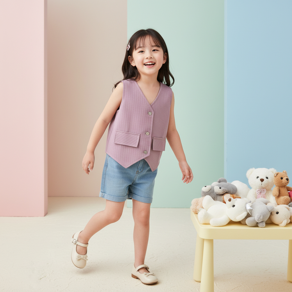 Luna Vest - Vest Anak Perempuan 2–6 Tahun | Outer Anak Lucu | Baju Anak Perempuan Semi Wol Stretchy