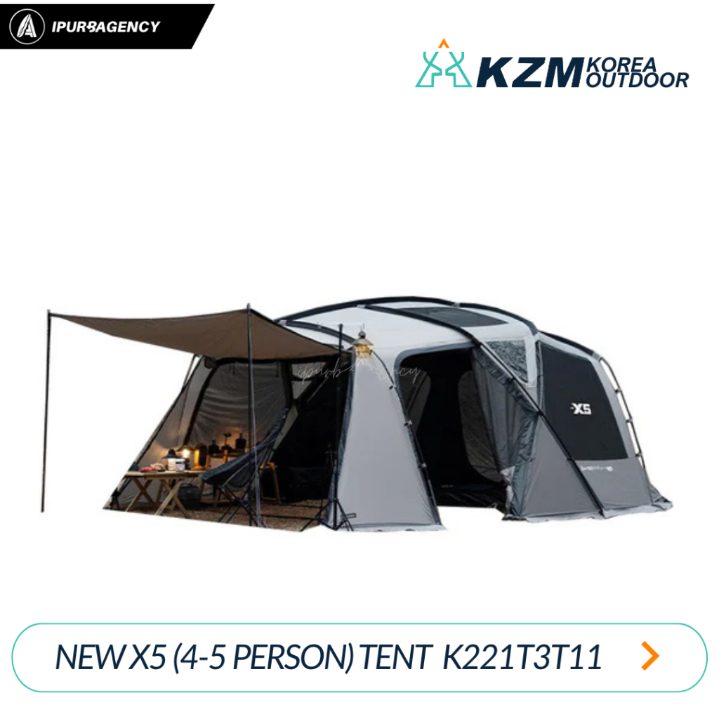 Tenda berkemah/camping - KZM New X5 (4-5 Person) Tent - Grey K221T3T11