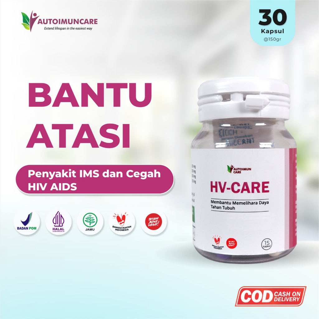 OBAT HERBAL HIV AIDS - OBAT IMS - HV CARE  CEGAH VIRUS TANPA ARV - SUDAH BPOM & HALAL - ORIGINAL
