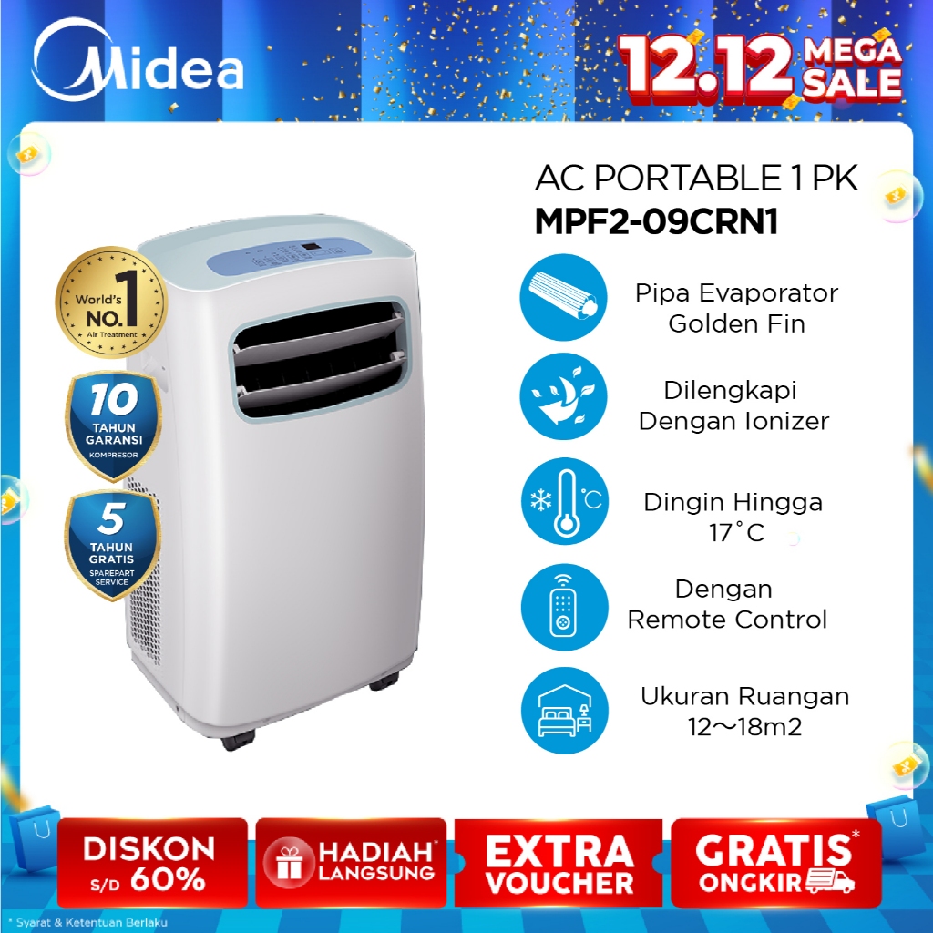 Midea MPF09CRN AC Portable 1 PK - Pengatur Suhu Rumah Tangga