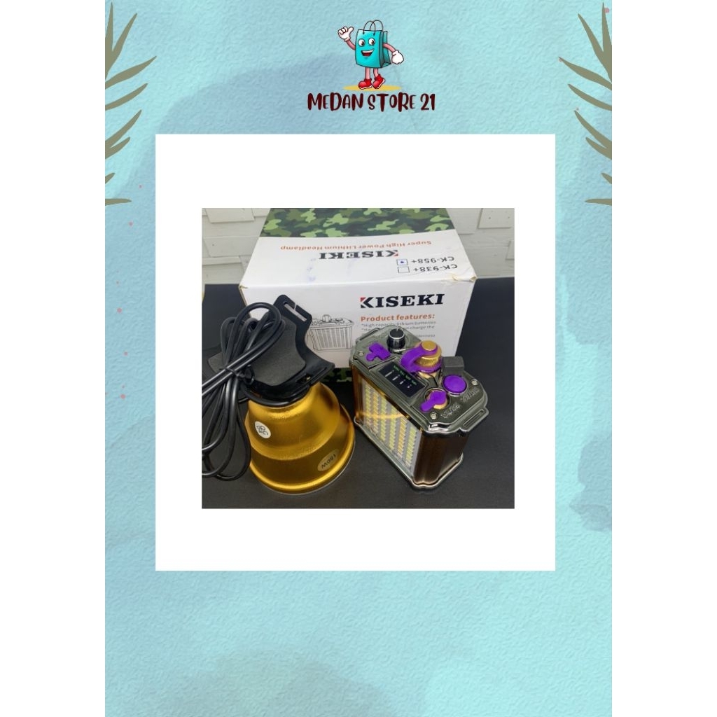 Senter Kepala Kiseki Ck 958+ 150W dengan Aki Bisa Lampu dan Power
