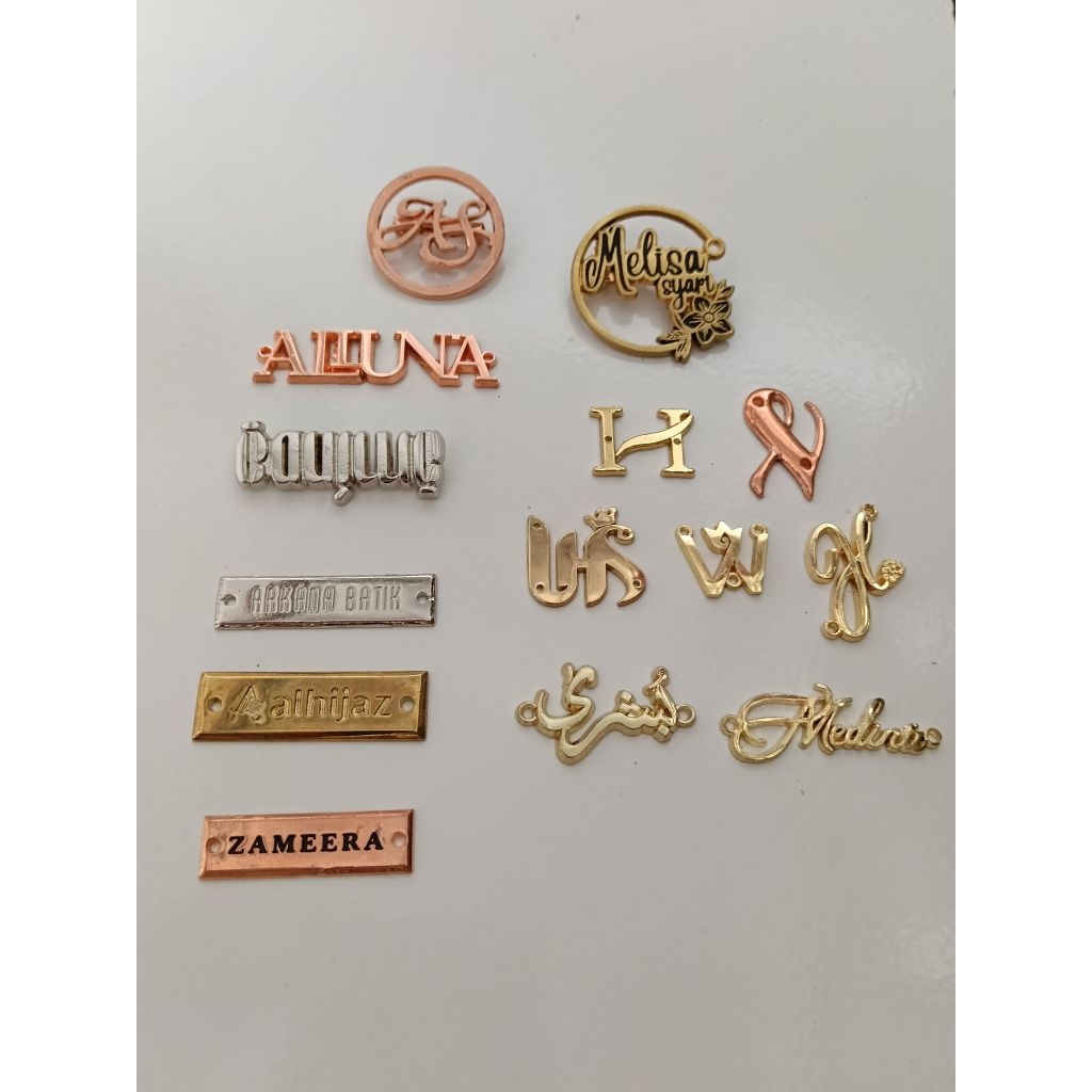 label plat hijab alloy cor -label fashion premium-label huruf