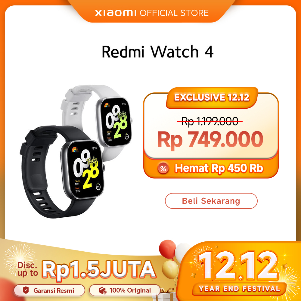Xiaomi Redmi Watch 4 | Layar AMOLED 1,97" | Baterai Hingga 20 hari | Smart Watch [ Official Store ]