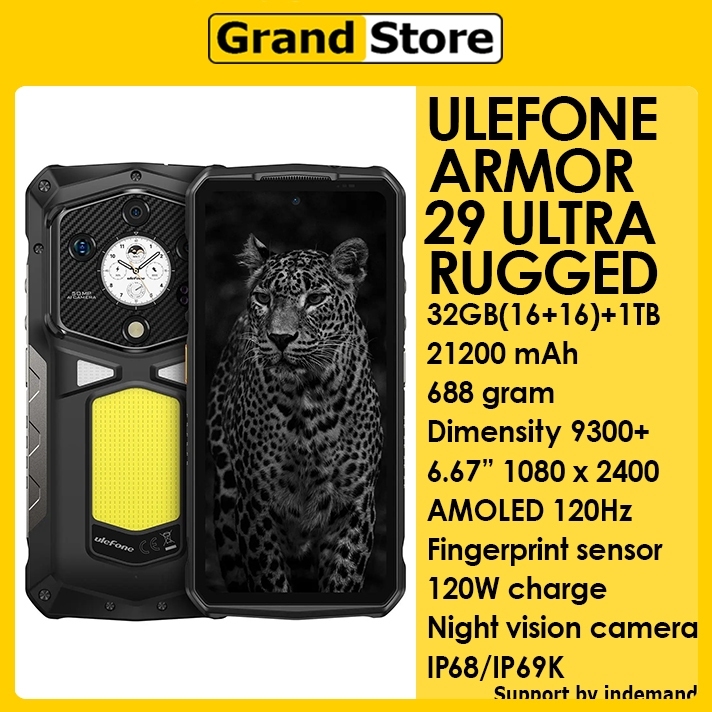 Ulefone Armor 29 Ultra 5G 32GB/1TB 21200mAh Dimensity 9300+ 6.67" AMOLED 120Hz rugged smartphone