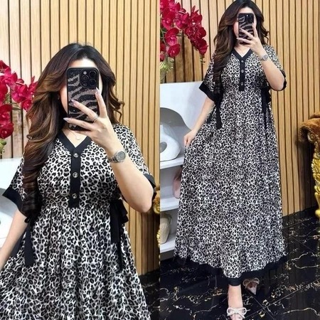 KARINA LONG DRESS BUSUI RAYON LD 110 / RAYON LONG DRESS MOTIF TERBARU / MIDI DRESS RAYON KEKINIAN / 