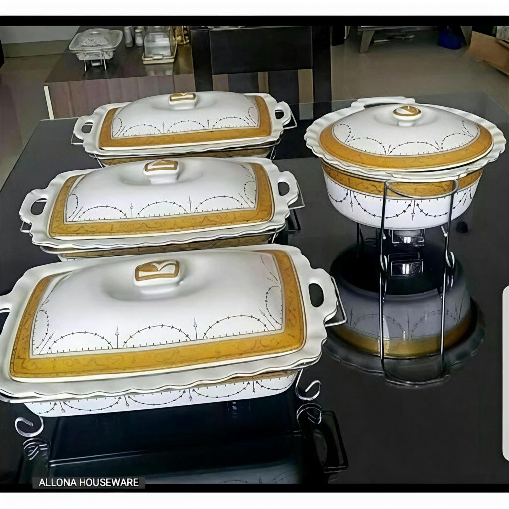 (FREE PACKING KAYU) PRASMANAN / WADAH SAJI SET 4 PCS KERAMIK VICENZA 680 / 681