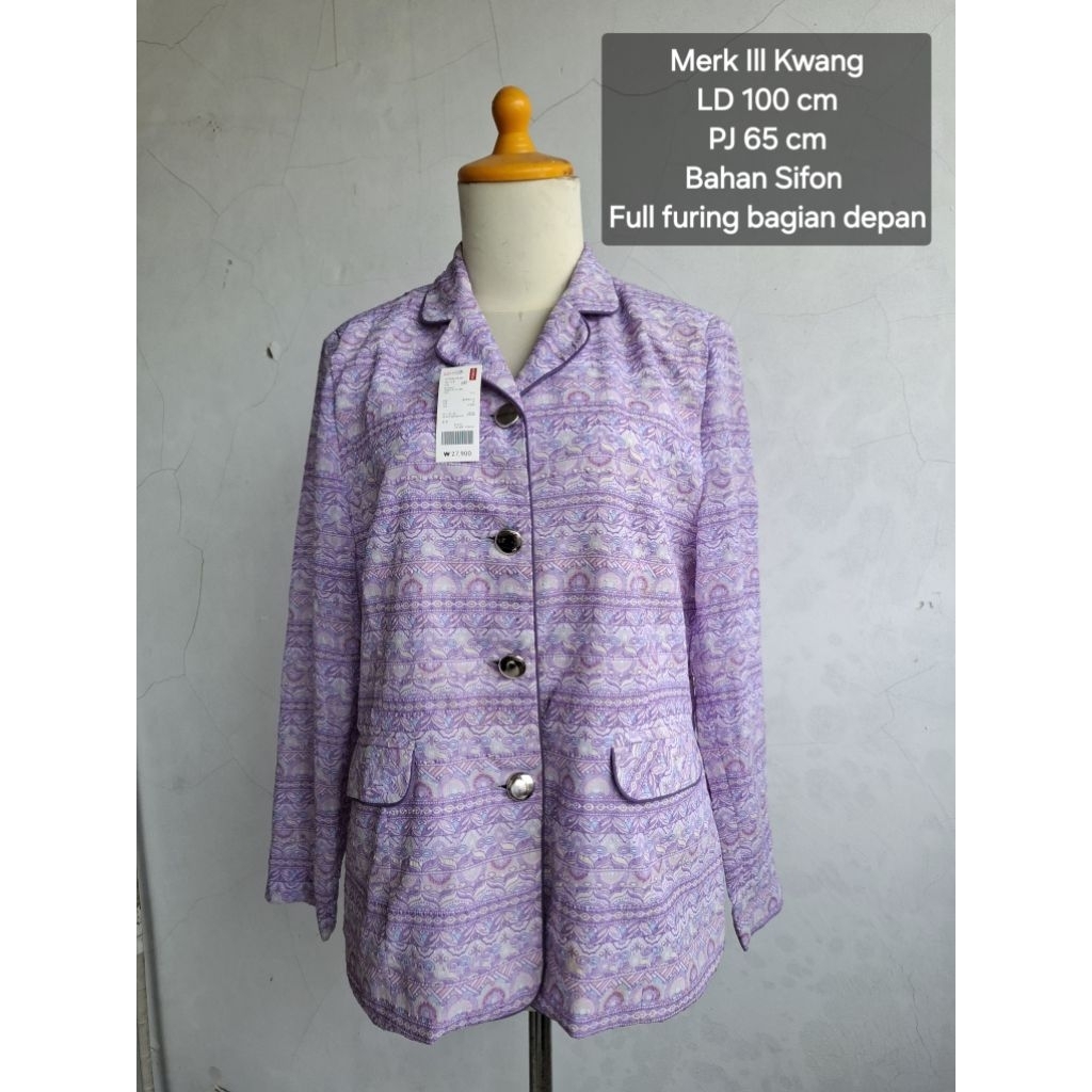 Blazer Vintage Wanita Warna Ungu Lavender