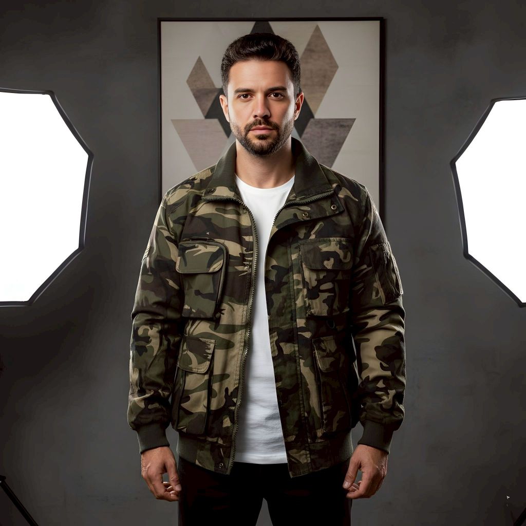 Jaket Bomber Pria Camo Army / Jaket Bomber Kanvas / Jaket Bomber Loreng Sensor / Jaket Bomber Camo P