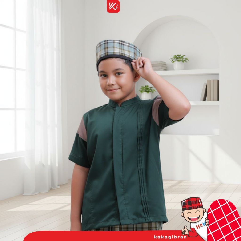Baju Koko Anak KokoGibran Hijau / Baju Koko / Baju Koko Adem (AZMI)