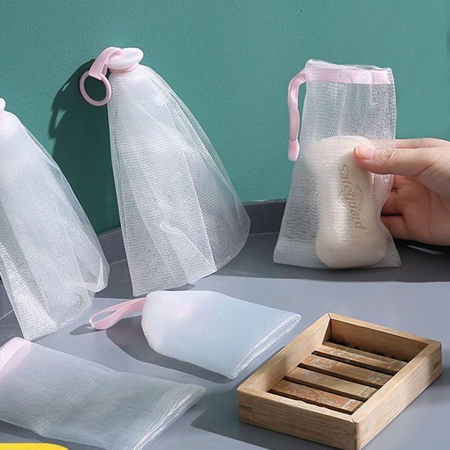 Kantong Sabun Busa Dua Lapis - Jaring Pembuat Busa untuk Pembersih Wajah & Sabun Muka, Dapat Dihanga