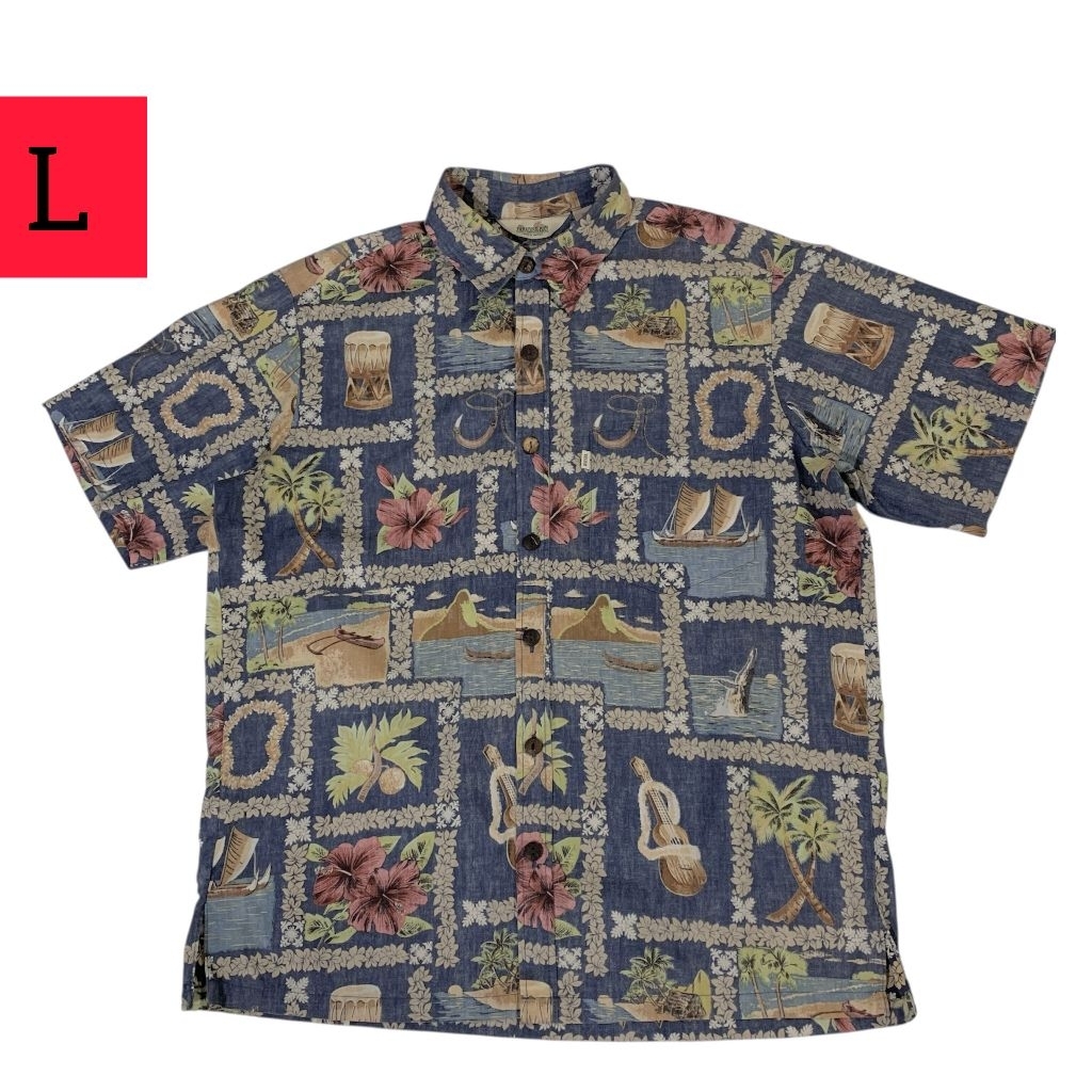 Kemeja Pendek Hawaii PARADISE BAY Made in Hawaii USA ( size L )