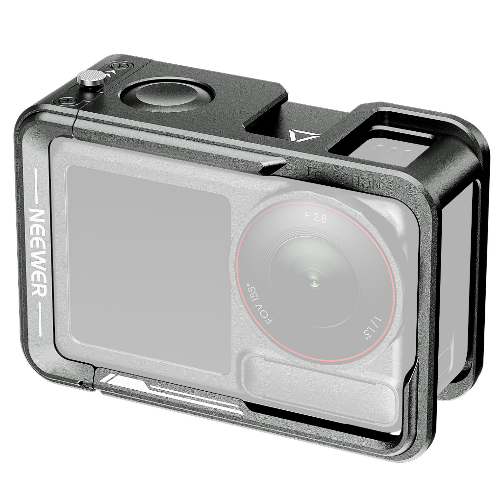 NEEWER Metal Cage for DJI Osmo Action 5 Pro/4/3 – Cold Shoe + DJI Mic Compatible