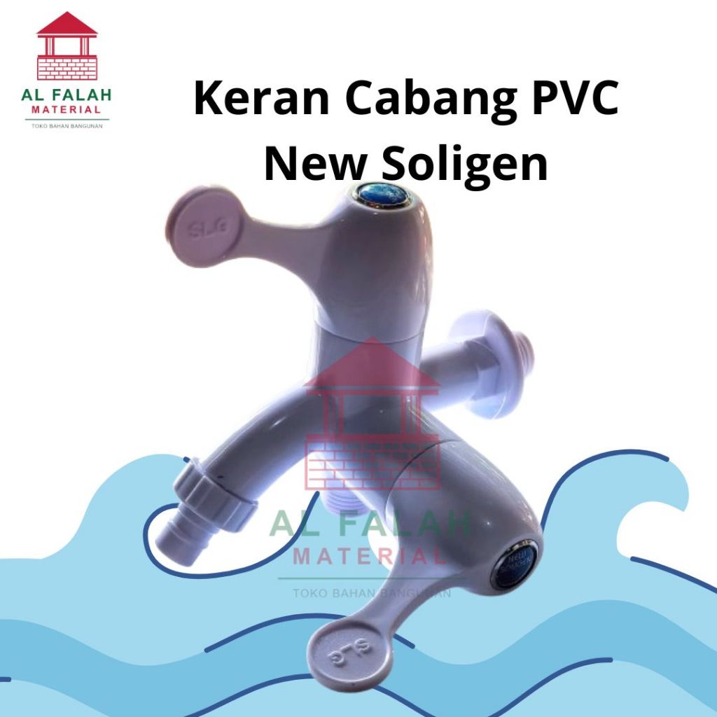 Kran Cabang PVC New Soligen Kran Air 2 Jalur Kran Dua Arah Stop Kran Plastik