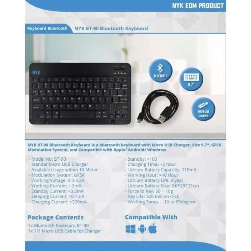 Keyboard Mini Bluetooth NYK BT90