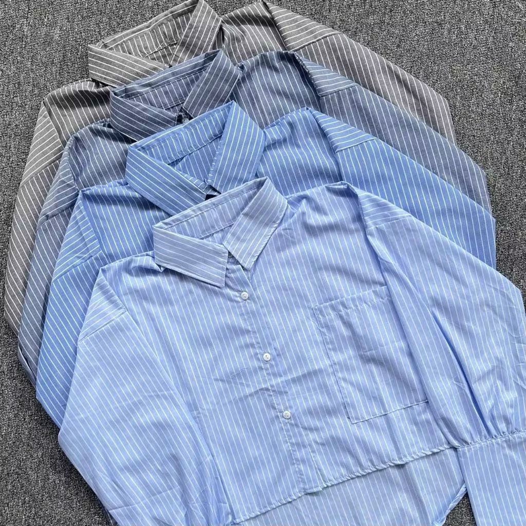 Kemeja crop wanita lengan panjang