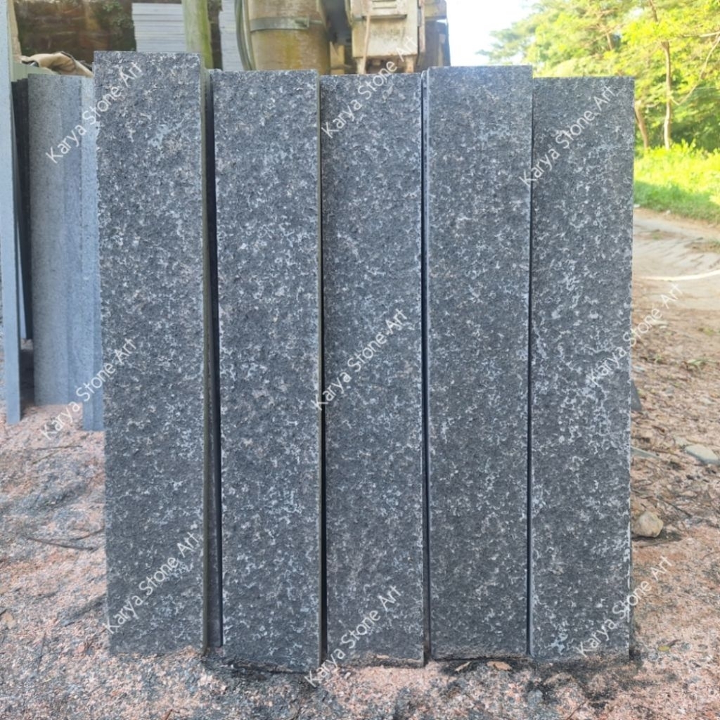 Batu Andesit Bakar 10x60 | Andesit Hitam Tulungagung | Batu Granit Bakar | Batu Granit Outdoor
