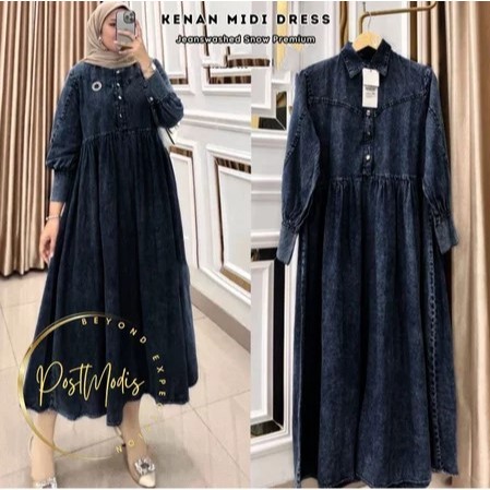 SYAHRINI GAMIS JEANS TASYA DRESS DINAR KENAN MIDI MAXY JUMBO KEKINIAN TERBARU DM