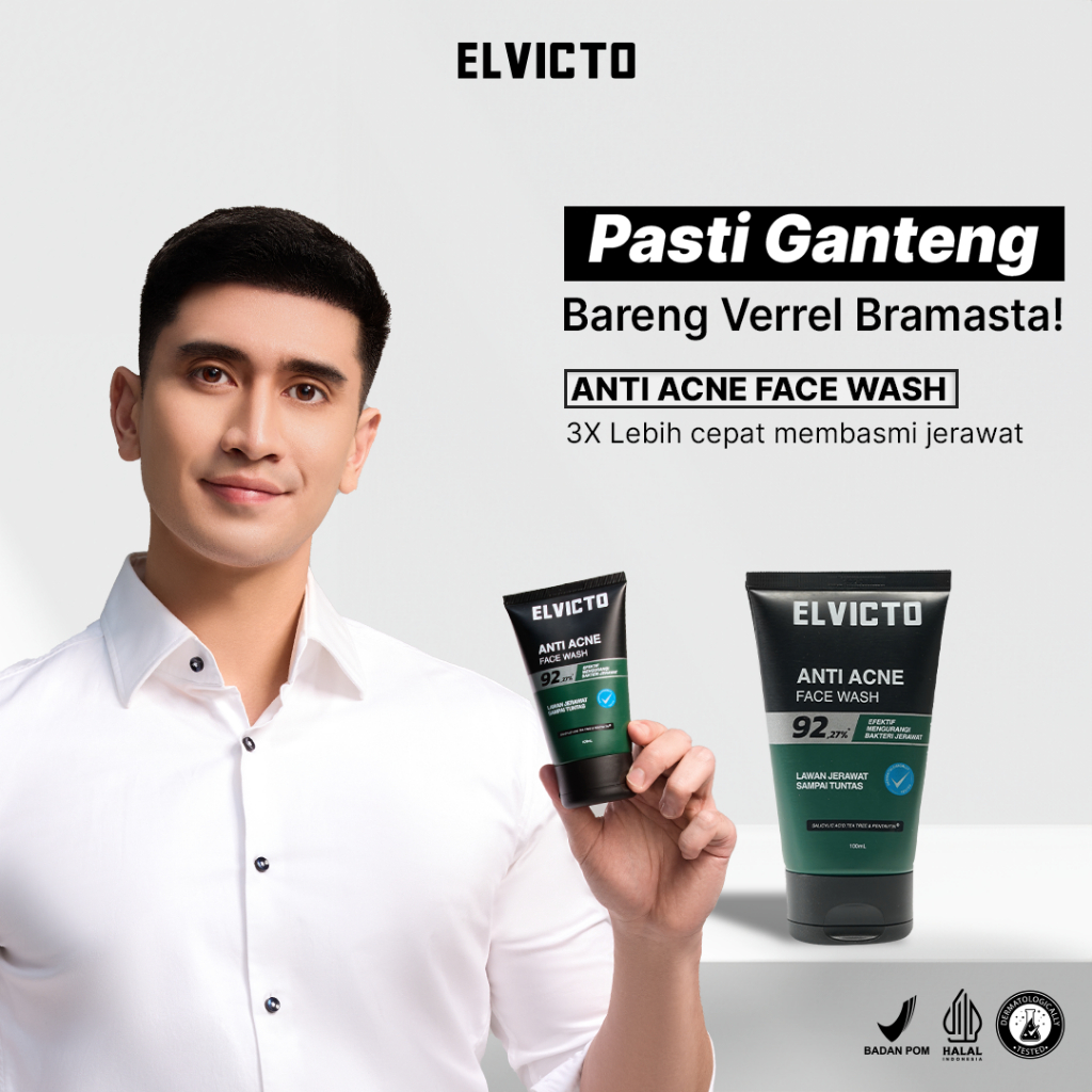 [NON SLS] ELVICTO ANTI ACNE FACE WASH 100gr | Sabun Wajah Jerawat Pria Sabun Kulit Berjerawat Acne F