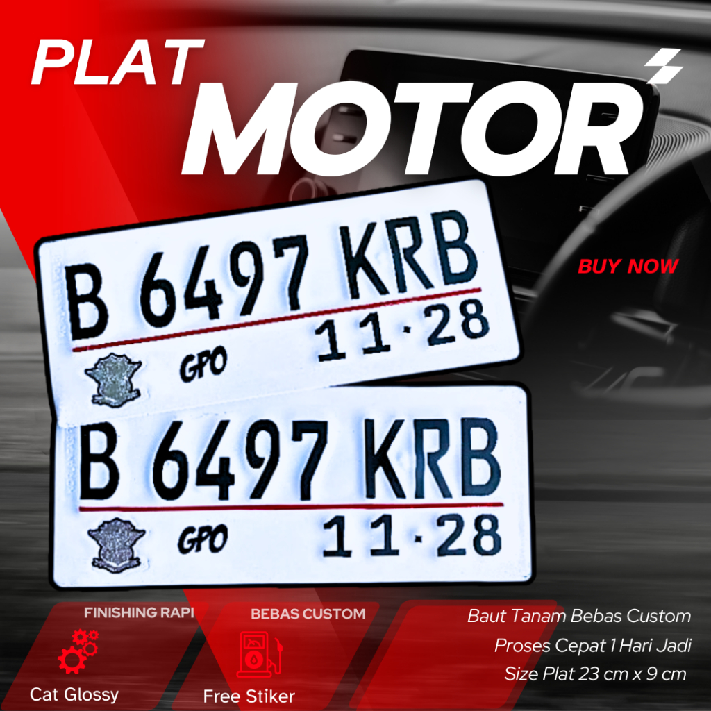 Plat motor custom warna putih satu pasang plat motor variasi warna putih plat motor baut tanam plat 
