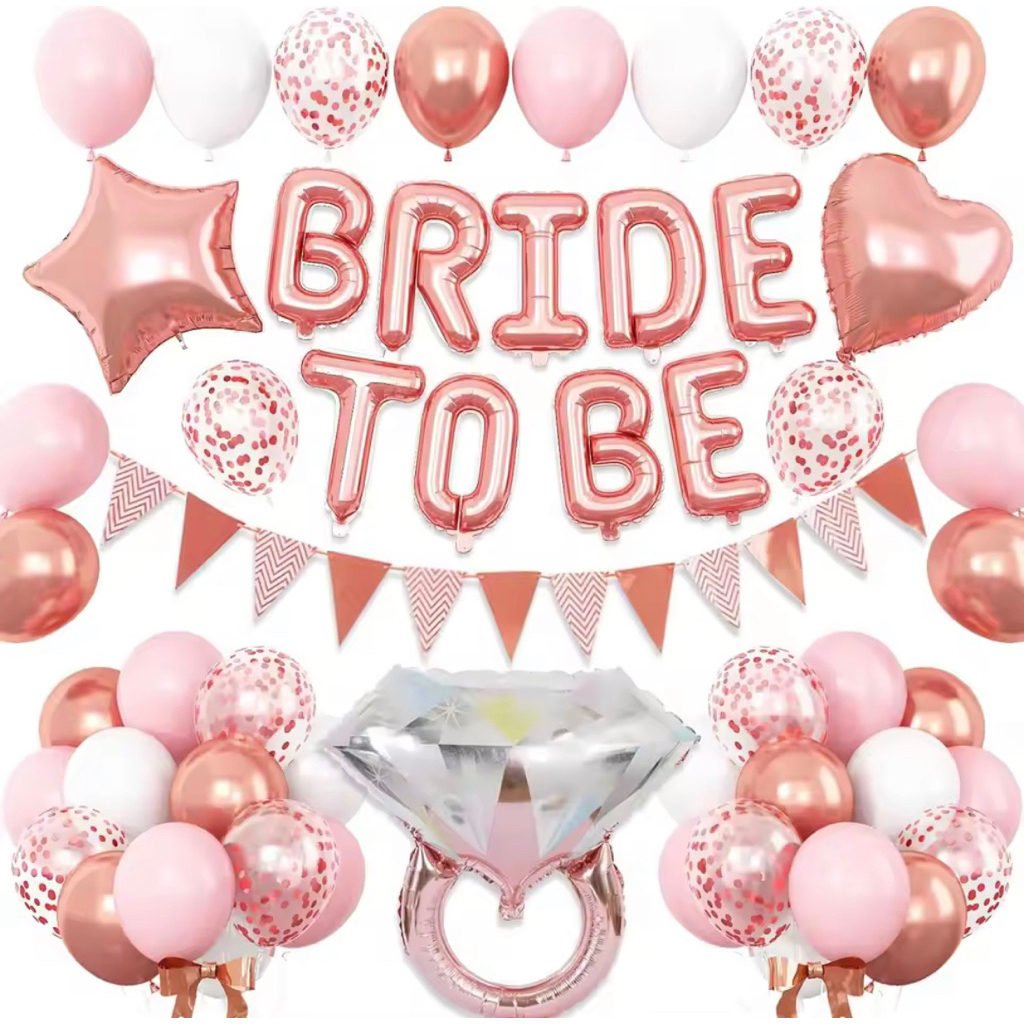 Set paket balon foil tulisan bride to be hiasan dekorasi bridal shower suprise party perlengkapan ak