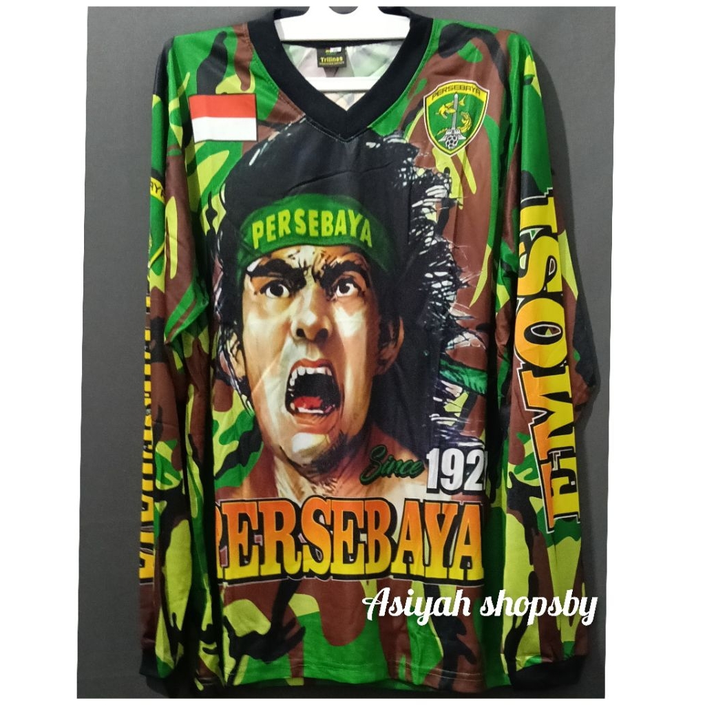 ATASAN JERSEY BOLA BONEX PERSEBAYA LENGAN PANJANG ARMY DEWASA JUMBO