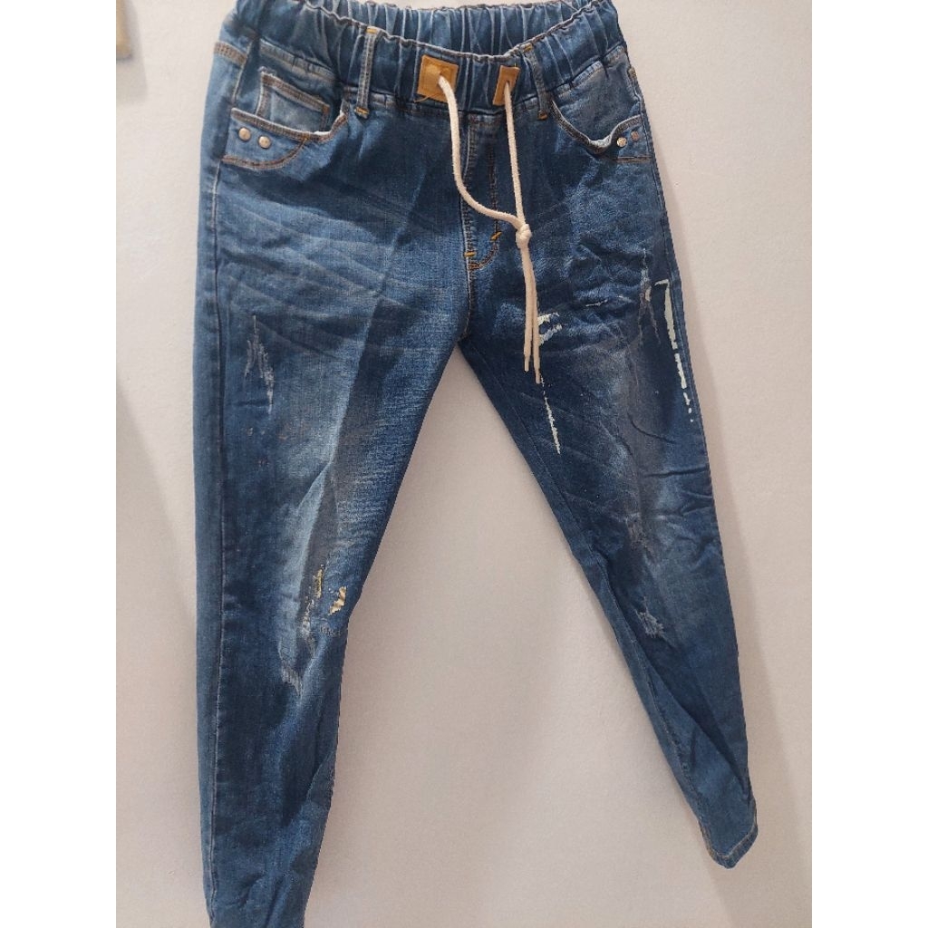 Celana panjang jeans wanita preloved uk 32 LP 75 pinggang karet bisa melar