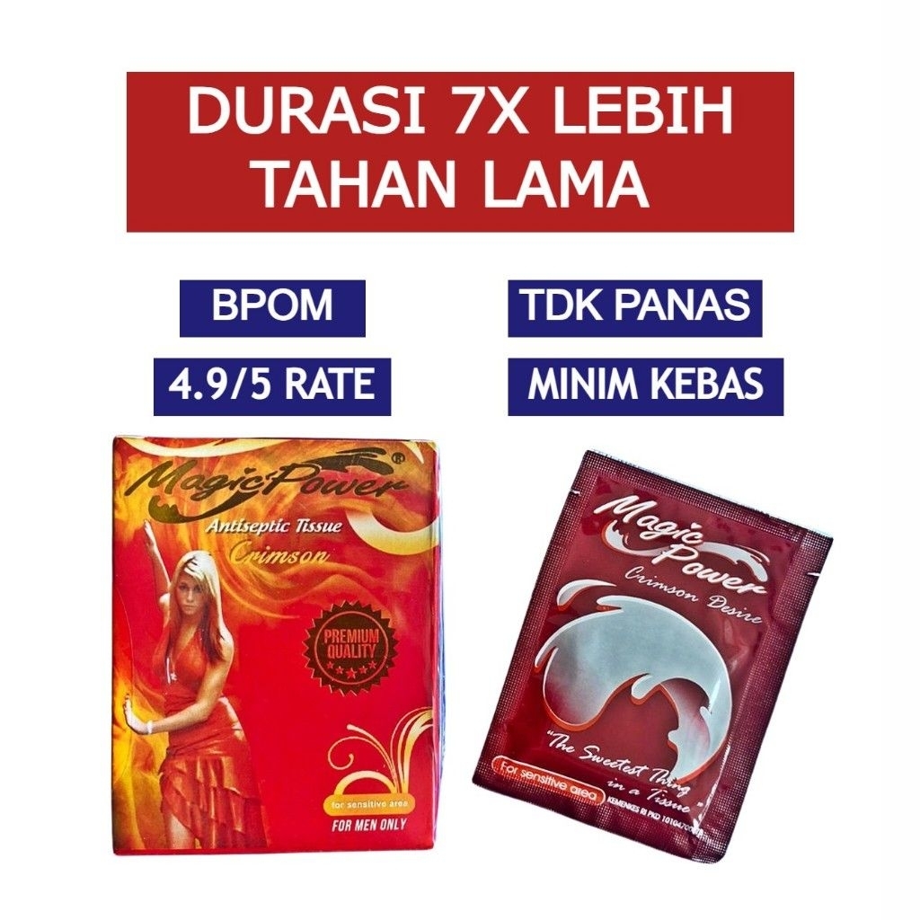 Tisu Magic Power Original Merah Crimson dan Tisu Magic Power Hitam Tisu Khusus Pria Tahan Lama