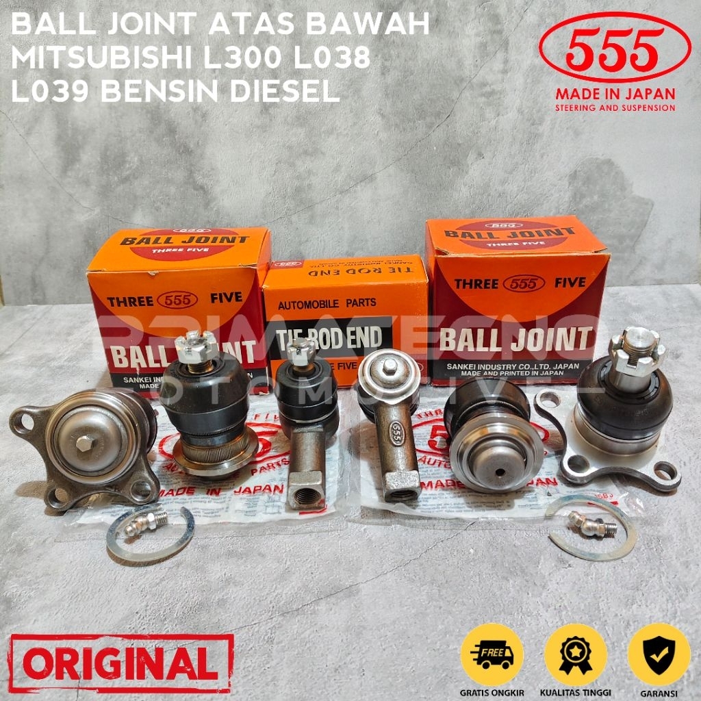 PAKET KAKI KAKI MITSUBISHI L300 BALL JOIN ATAS + BALL JOINT BAWAH + TIE ROD ORI 555 JAPAN SANKEI PAR