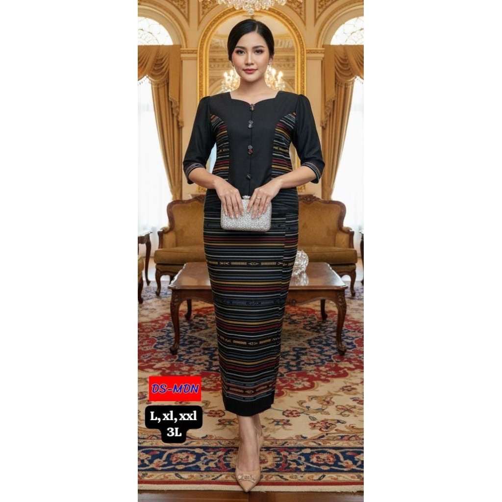 *READY STOK*Stelan ulos mangiringBahan katun motif uloskombinasi toyobolapis furingResleting belakan