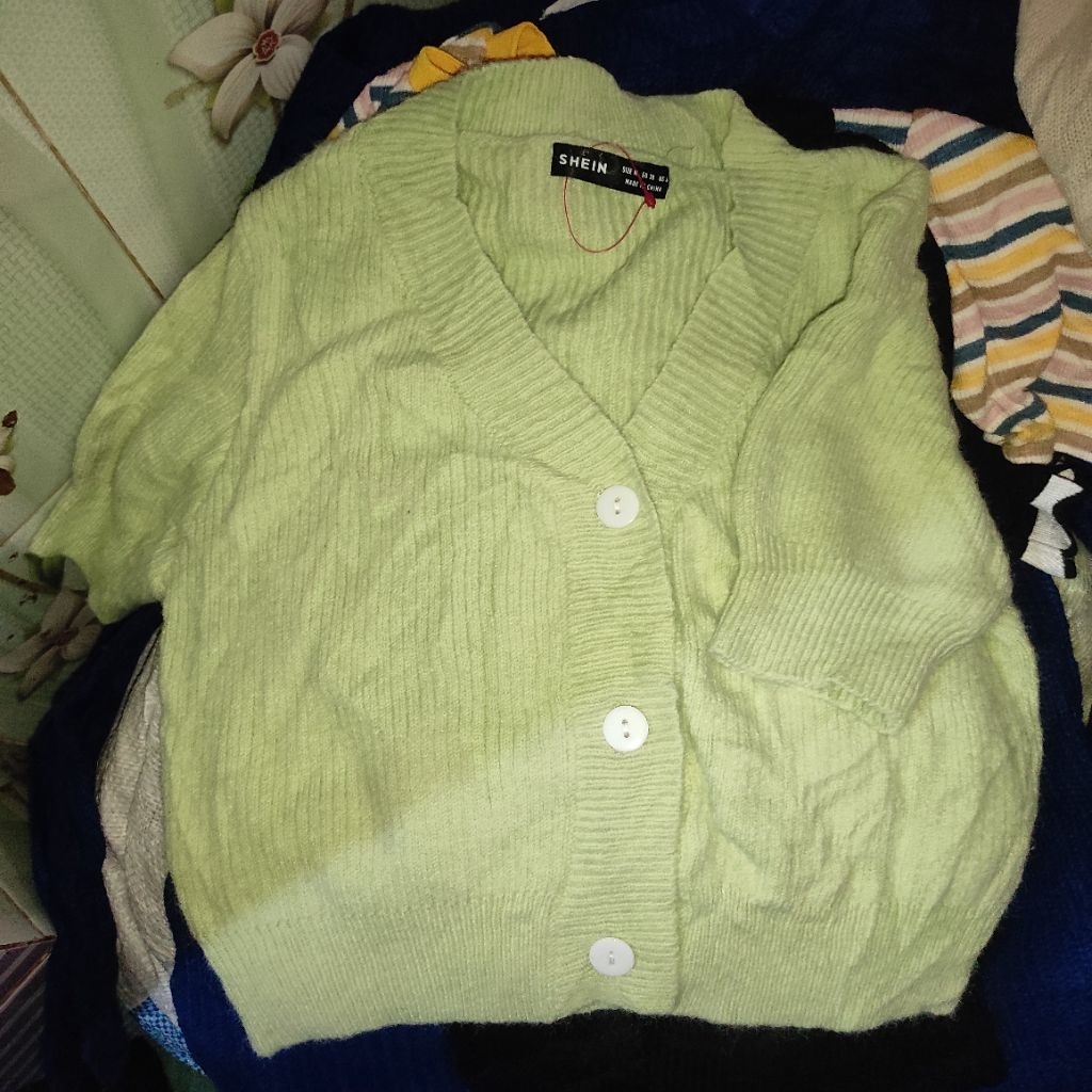 SHEIN CARDIGAN CROP HIJAU LENGAN PENDEK NEW