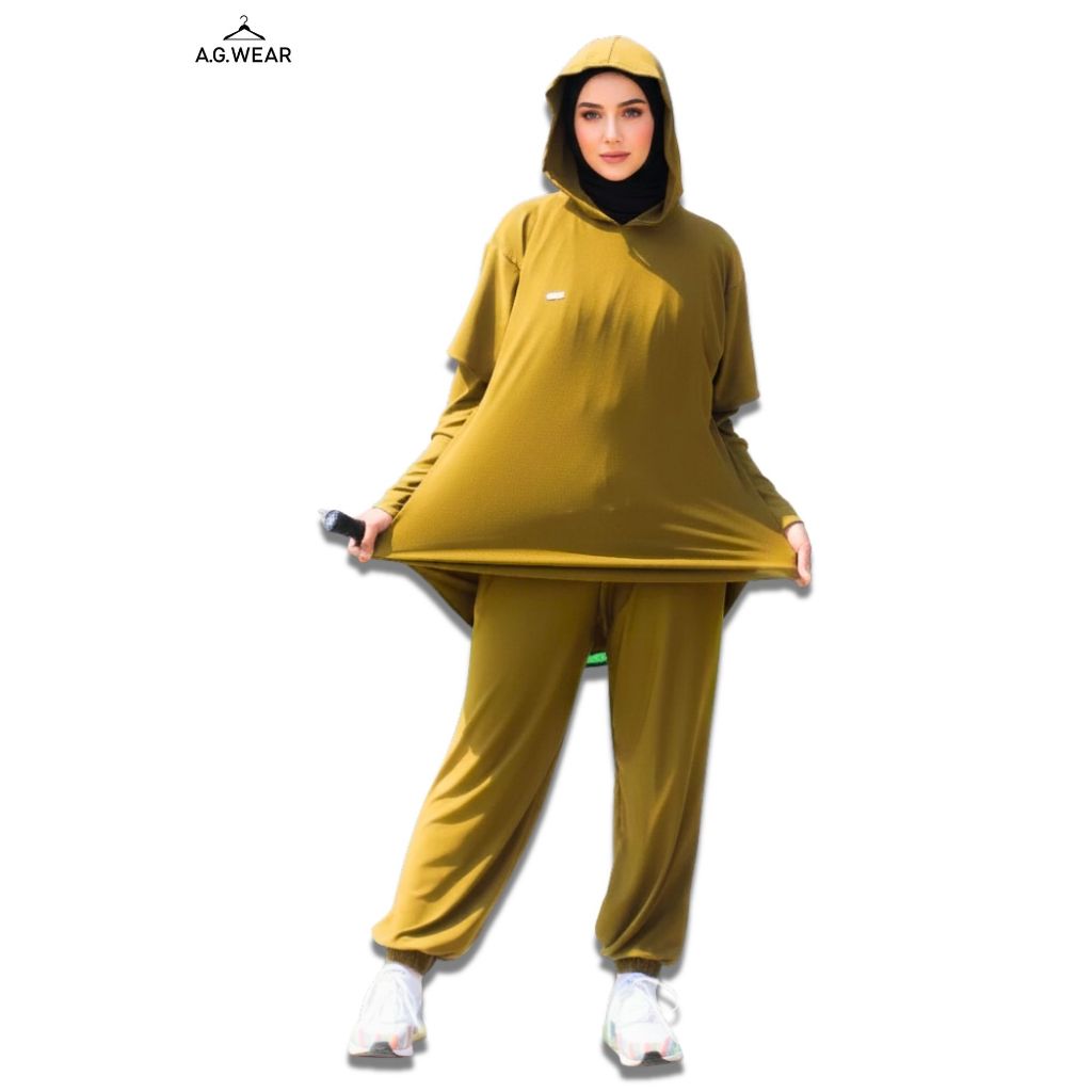 Jenita Set Olahraga Wanita Muslimah Terbaru 3in1 | Setelan Sport Hijab Nyaman Adem Tidak Menerawang 