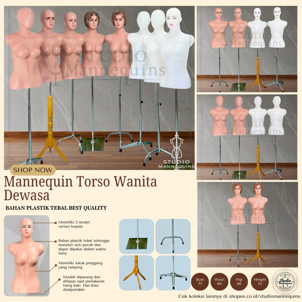 MANEKIN TORSO WANITA PLASTIK TEBAL + PATUNG BAJU CEWEK TORSO + MANEKIN WANITA BAHAN PLASTIK + TORSO 