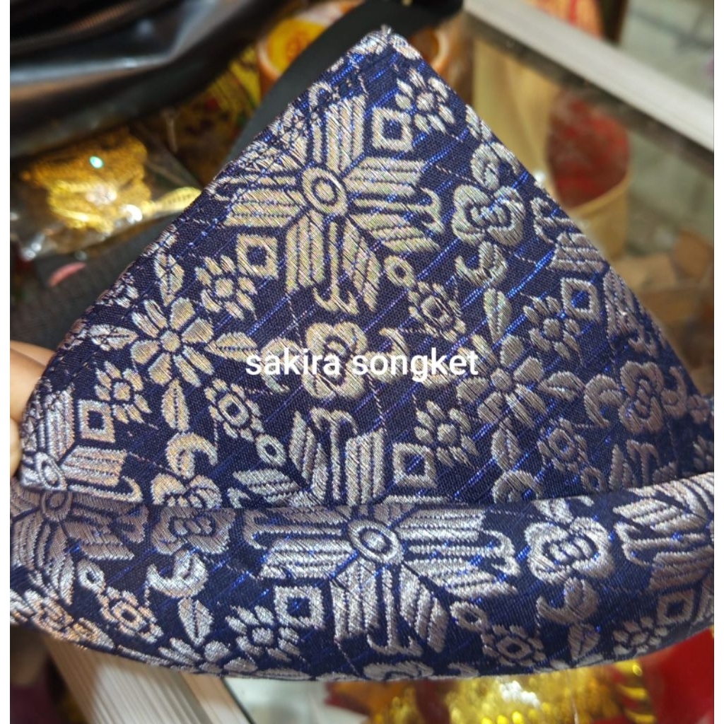 topi adat songket (T biru navy silver)