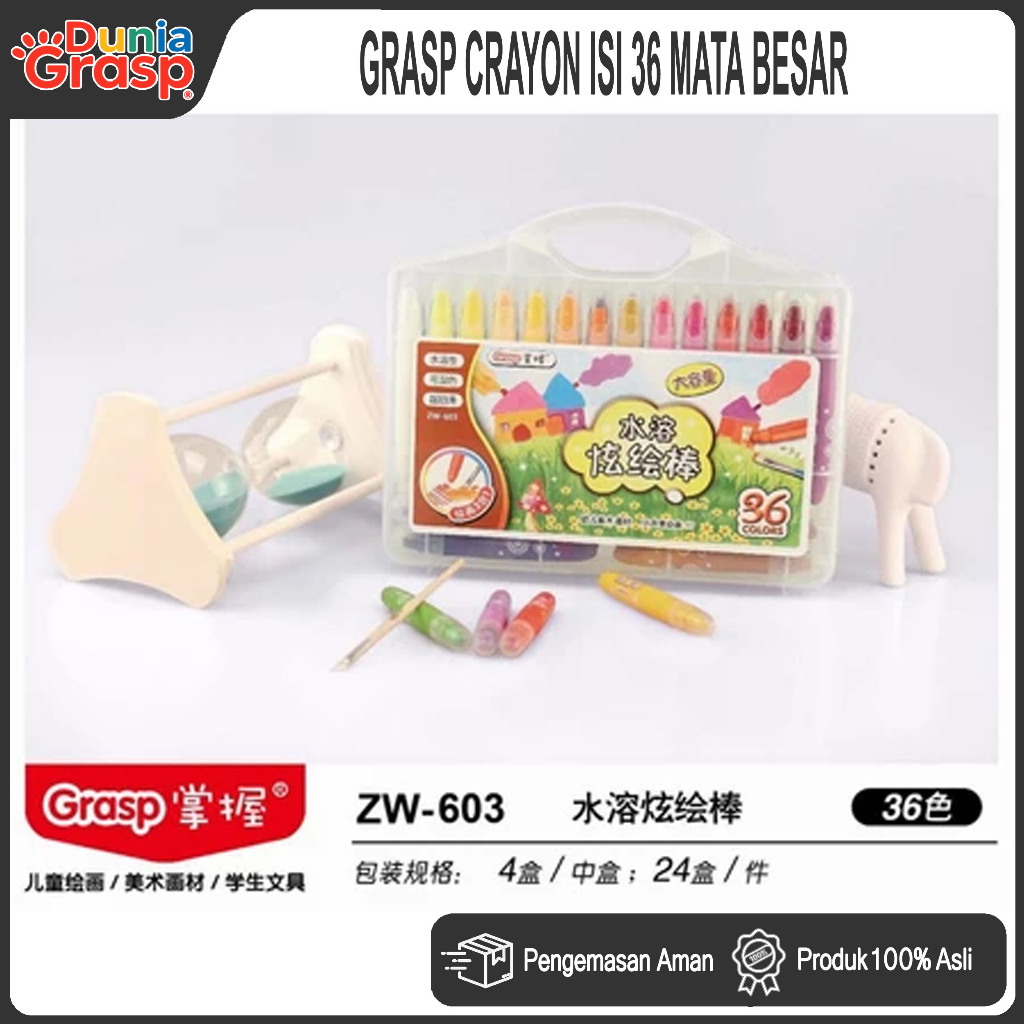 Crayon Grasp Isi 36 Warna Mata Besar – Krayon Warna Jumbo Anak / Dewasa