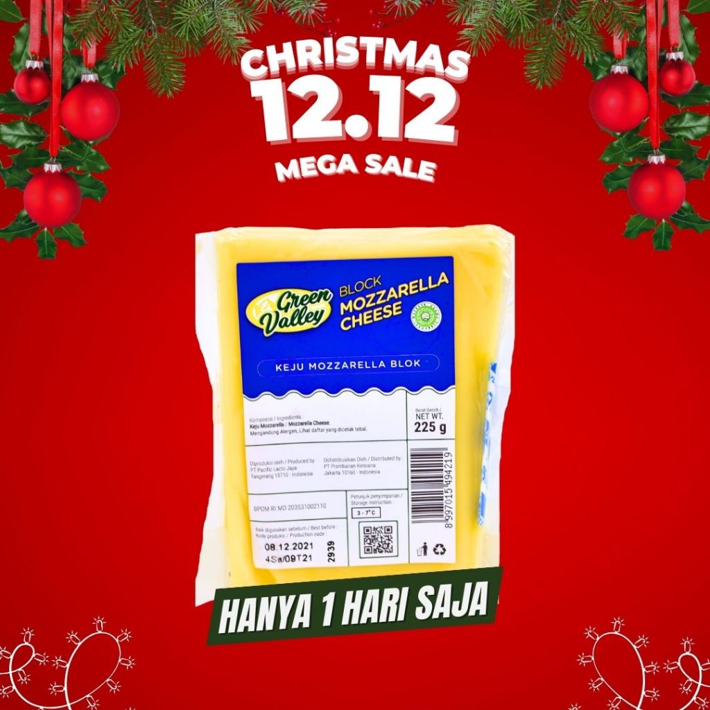 GREEN VALLEY Block Mozzarella Cheese 225 Gr