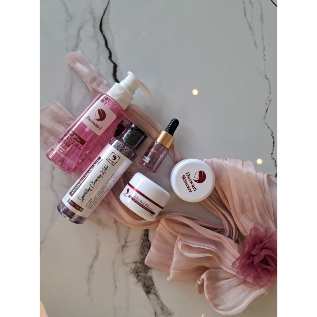 Paket flek glow komplit sparkling Deswari skincare /paket susah putih paket flek glow Deswari skinca