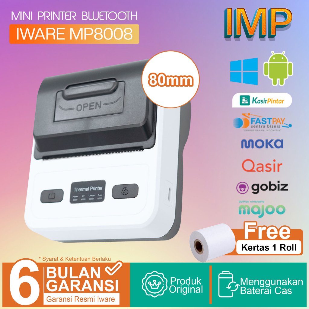 Printer Bluetooth Thermal Kasir 80mm Iware MP8008