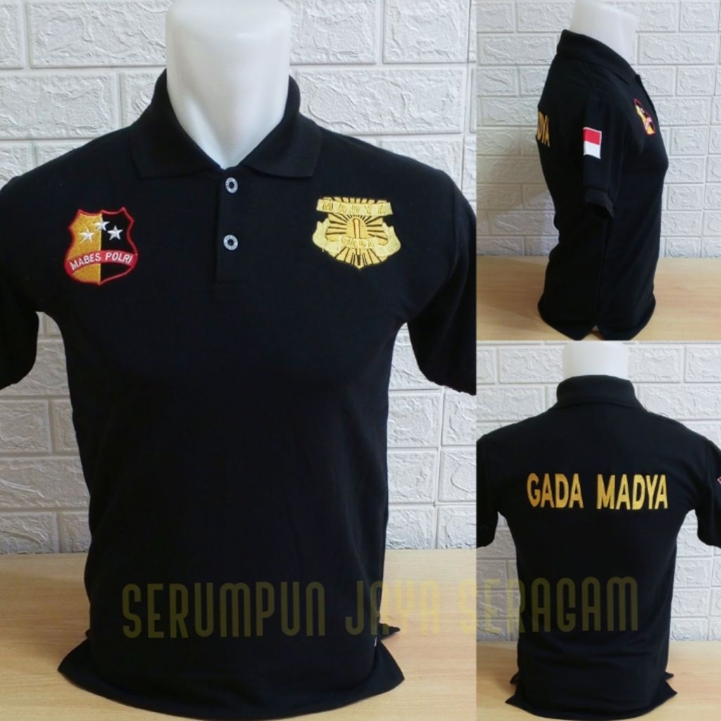 KAOS GADA MADYA HITAM M@B*S FULL BORDIR - KAOS KERAH GADA MADYA HITAM BORDIR - KAOS GADA MADYA BORDI