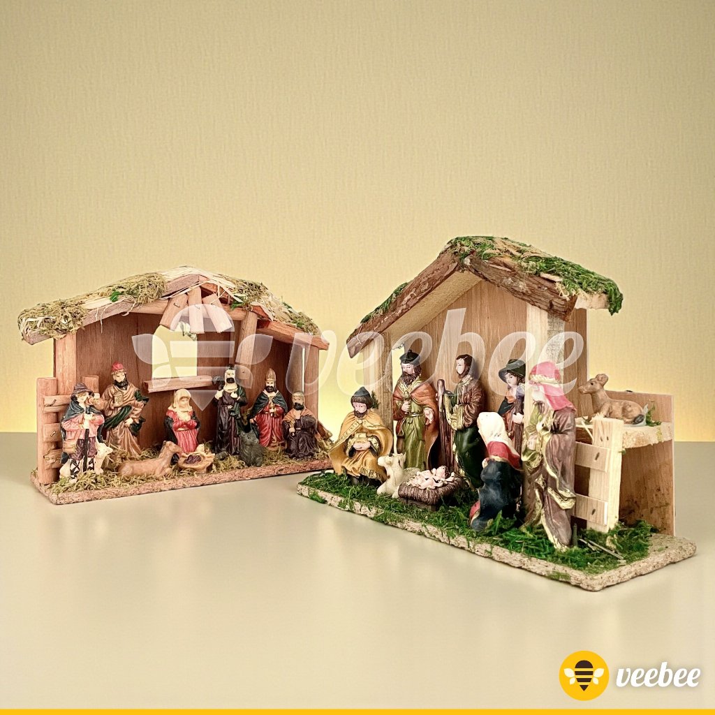 Patung Kelahiran Yesus Set Rumah (V92) | Patung Yesus | Patung Yesus Set Handmade | Diorama Natal | 