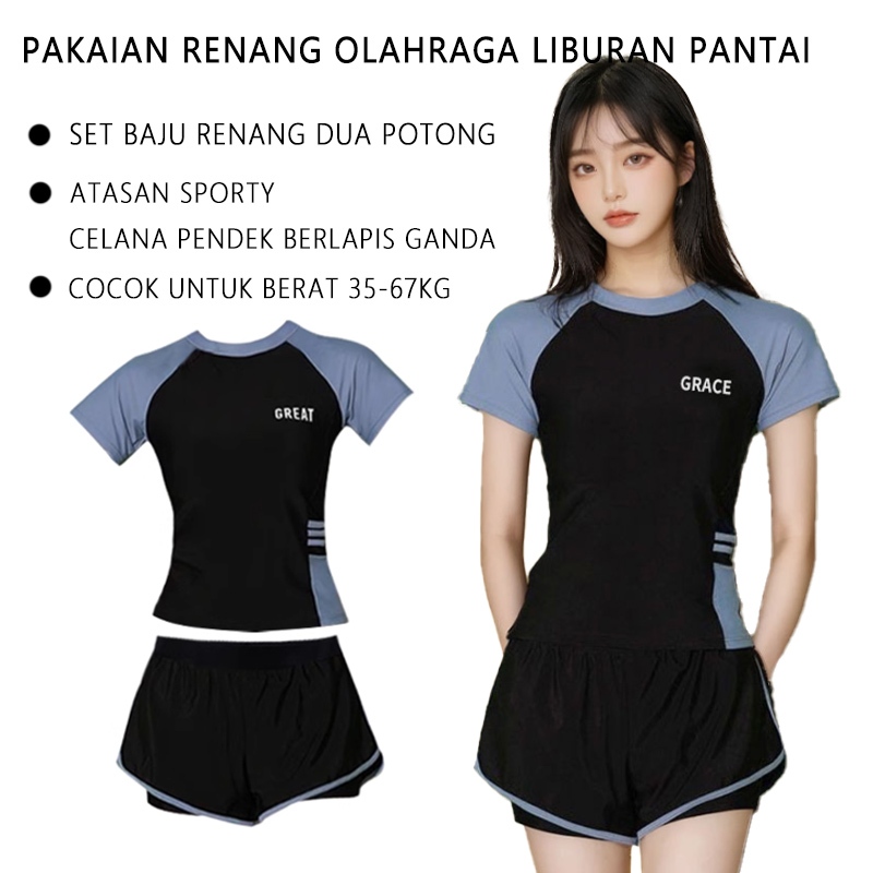 Baju renang dua potong / Baju renang wanita / Baju renang gaya selebriti Korea / Baju renang modis /