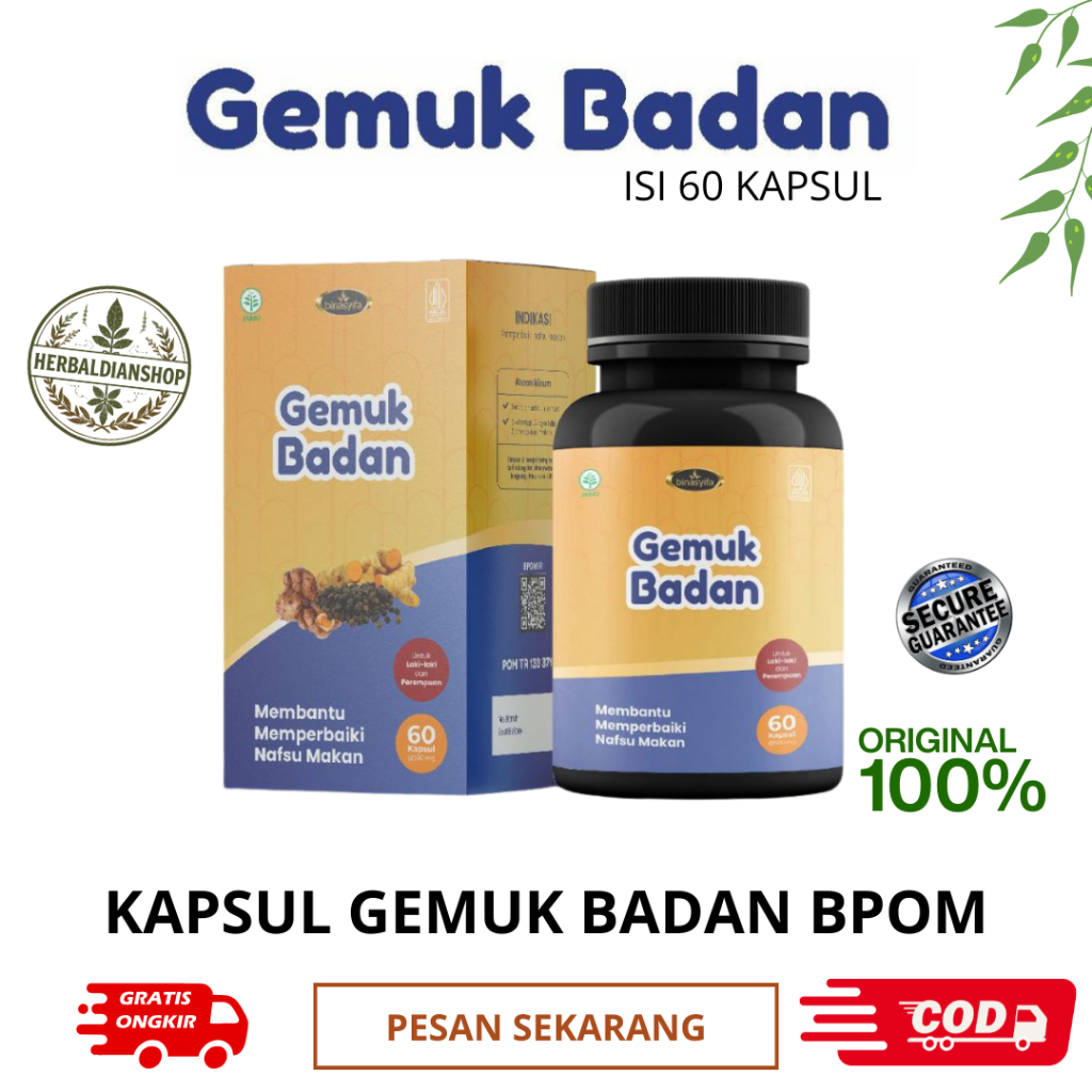 Penggemuk Badan Ampuh Permanen Naik 5-15Kg BPOM Tanpa Efek Samping Obat Penambah Nafsu Makan Origina