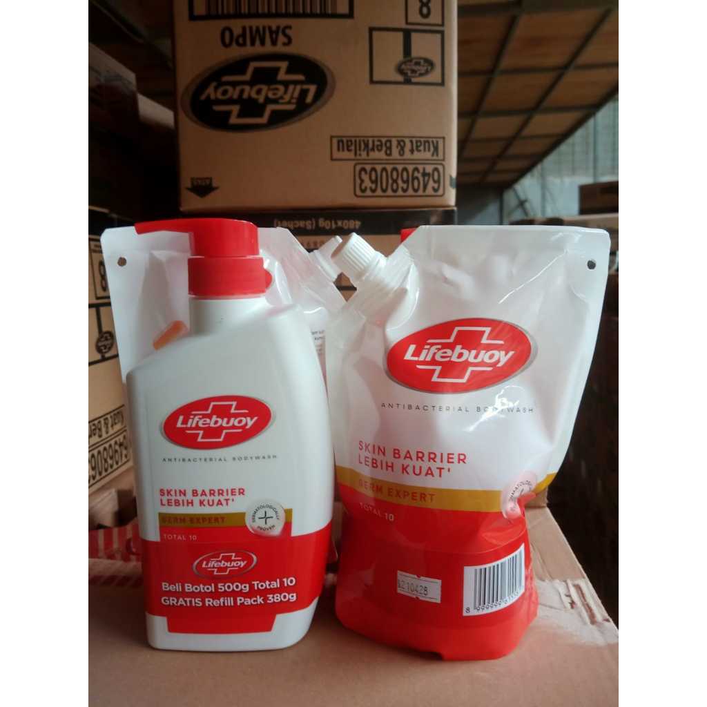 LIFEBUOY BODYWASH PUMP 500 GR GRATIS REFILL 380 GR SABUN MANDI CAIR BOTOL